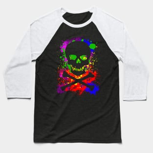 Paint Splatter Skull Baseball T-Shirt